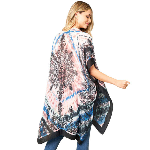 Tie Dye Boho Printed Cover Up Kimono Poncho