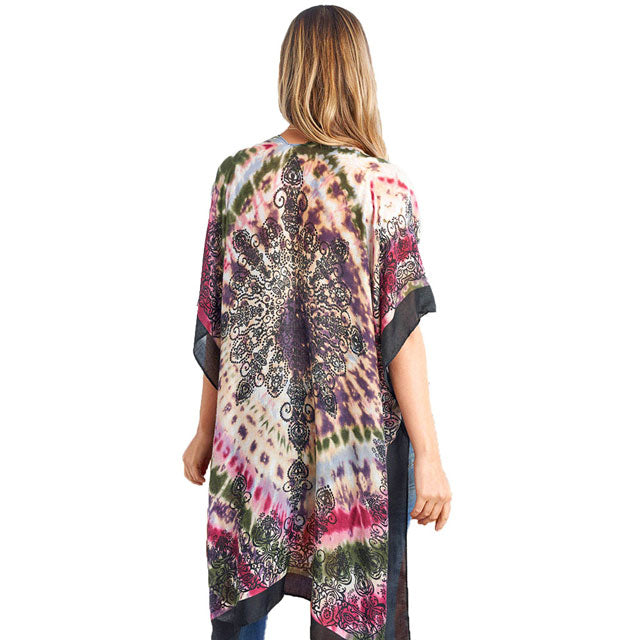 Tie Dye Boho Printed Cover Up Kimono Poncho
